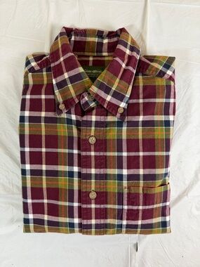Eddie Bauer Plaid Button-Down Shirt in Burgundy, Green, Navy, White
